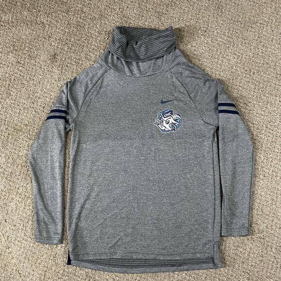 Nike UNC Sweatshirt Womens S Grey Carolina Tarheels Funnel Neck Pullover Grey - Picture 1 of 7